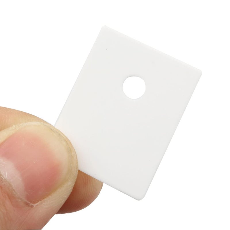 PZRT 10PCS White Ceramic Sheet High Thermal Conductivity Alumina Ceramic Sheet Ceramic Insulating Gasket 22x28x0.6MM Perforated Ceramic Transistor SCR Thyristor Insulators for IC MOS Triodes - Image 2